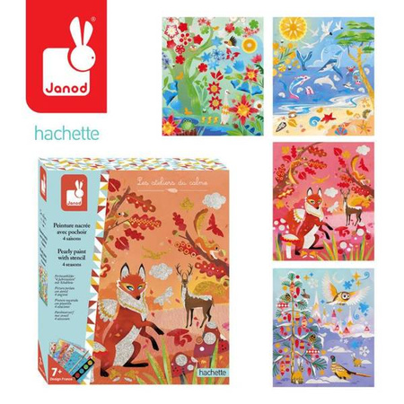 Zestaw kreatywny Perłowe plakatówki 4 pory roku 7+, Janod