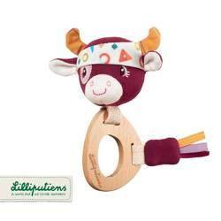 LILLIPUTIENS Grzechotka z drewnianym gryzakiem Krówka Rosalie 3 m+ ECO