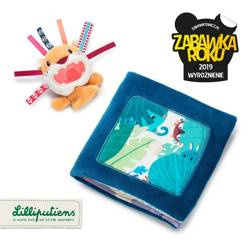 LILLIPUTIENS Książeczka z mini-pacynką wielofunkcyjna Lew Jack 9 m +