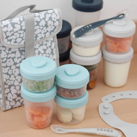 Beaba Zestaw słoiczków Clip 12 szt. (2x90ml, 4x150ml, 6x250ml) + 2 łyżeczki Storm