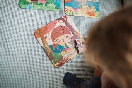 Puzzle progresywne w walizce Pory roku 4 układanki – 6, 9, 12 i 16 elementów 3+, Janod