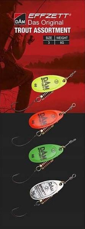 ZESTAW BŁYSTEK OBROTOWYCH NA PSTRĄGA ROZMIAR 3EFFZETT SPINNER ASSORTMENT TROUT KOMPLET 4szt.. DAM 60594