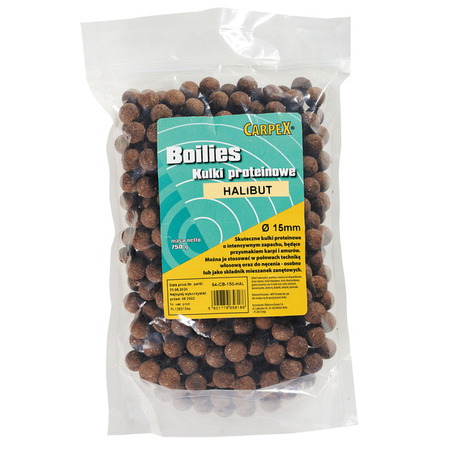 Kulki proteinowe Carpex - Halibut, 15mm, 750g Carpex 64-CB-150-HAL