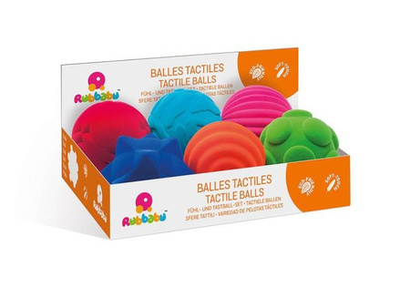 Rubbabu Zestaw 6 sensorycznych piłek z delikatną fakturą (opakowanie zbiorcze 6 szt.)