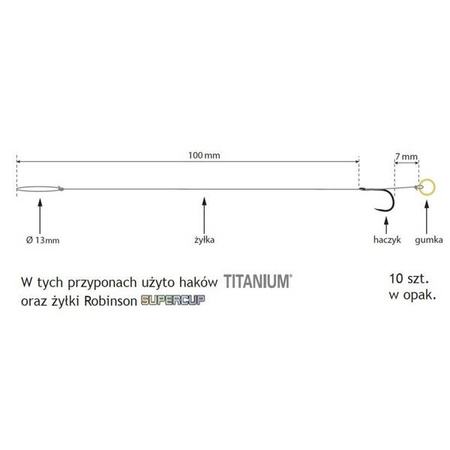 Przypon z gumką MF 504BN rozm. 12, śr. 0,172mm (10 szt.) Robinson 01-S-504BN-12G