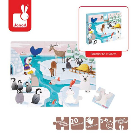 Puzzle sensoryczne 20 elementów Lodowa kraina, Janod
