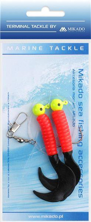 ZESTAW MORSKI - PILK TWIST JIGHEAD RIG 7.5 cm - 2x6 g (RED/BLACK) MIKADO LS-A007-2X6Y-03
