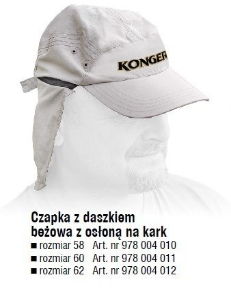 CZAPKA Z DASZKIEM BEŻOWA Z OSŁONĄ NA KARK ROZMIAR 60 KONGER 978004011