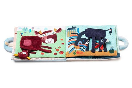 LILLIPUTIENS Miękka książeczka aktywizująca z mini - przytulankami „Baby boom” Farma 18 m+