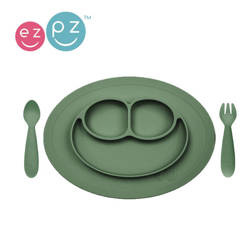 EZPZ Komplet naczyń silikonowych Mini Feeding Set oliwkowy