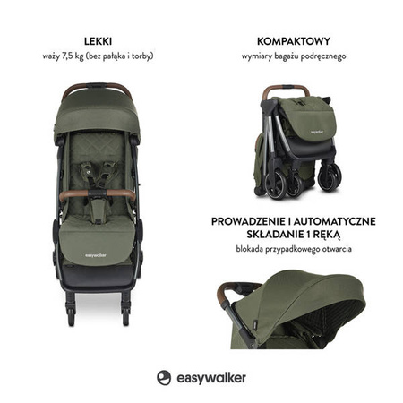 Easywalker Jackey Special Edition Kompaktowy, samoskładający się wózek spacerowy z torbą transportową Emerald