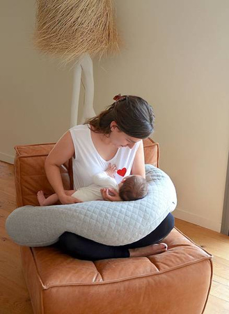 Beaba Ergonomiczna poduszka rogal dla kobiet w ciąży i karmiących Big Flopsy Fleur de coton Heather grey