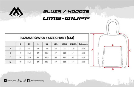 BLUZA - Z KAPTUREM Z FILTREM UPF rozm. 4XL - op.1szt. MIKADO UMB-01UPF-4XL