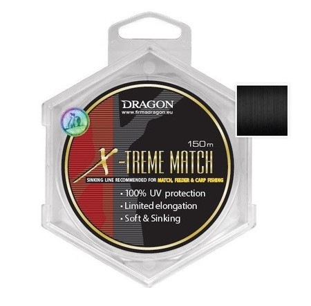 Żyłka X-TREME MATCH Soft &Sinking 150 m 0.14 mm/2.00 kg czarna, półmatowa DRAGON PDF-30-29-014