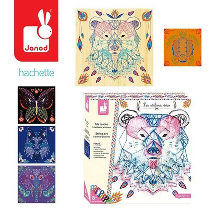 Zestaw kreatywny Przeplatanka 3D String art Zwierzęta 8+, Janod