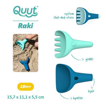 QUUT Zestaw łopatka + grabki Raki Dark Blue + Vintage Blue, opakowanie zbiorcze 6 szt.