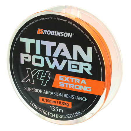 Plecionka Titan Power X4 0,08mm, 135m, pomarańczowa Robinson 56-T4-308