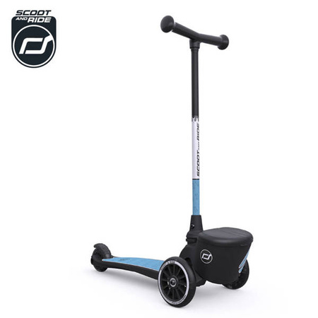 SCOOTANDRIDE Highwaykick 2 Lifestyle Hulajnoga trójkołowa balansowa ze schowkiem, świecącymi kółkami i odblaskową kierownicą 2+ Reflective Steel