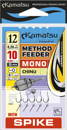 PRZYPON METHOD FEEDER MONO CHINU 10 BLNO/10cm/0,22mm SPIKE K-007 OP.5 SZT KAMATSU KONGER 504020310