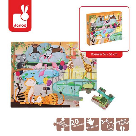 Puzzle sensoryczne 20 elementów Wycieczka do zoo, Janod