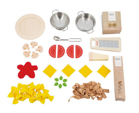 Filcowy zestaw makaronów i akcesoria do przyrządzania włoskiej pasty 3+, Janod