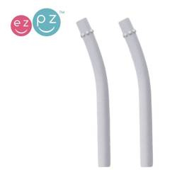 EZPZ Zestaw uzupełniających silikonowych słomek do kubeczka Mini Cup 2 szt. pastelowa szarość