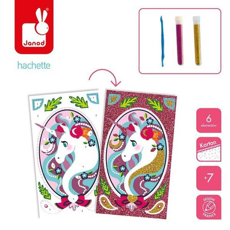 Zestaw kreatywny Magiczny brokat Jednorożce 7+, Janod