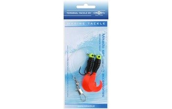 ZESTAW MORSKI - PILK TWIST JIGHEAD RIG 5.5 cm - 2x3 g (BLACK/RED) MIKADO LS-A005-2X3Y-04