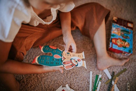 Zestaw kreatywny Papierowa przeplatanka Zabawne zwierzaki 5+, Janod