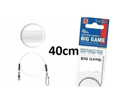 Przypon  Invisible Fluorocarbon 25 kg BIG GAME 40 cm 2 szt.    DRAGON PDF-.51-725-40