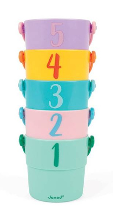 Zestaw wiaderek do kąpieli Zwierzątka 5 elementów 10 m+, Janod