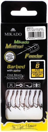 HACZYK DO METODY 10 cm Z IGŁĄ - haczyk z zadziorem: 10 / plecionka: 0.12 mm - op.8szt MIKADO HMFB211I-10