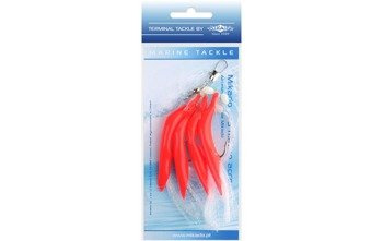 ZESTAW MORSKI - HAIR TUBE RIG - hak 3/0 (RED/WHITE) MIKADO LS-A630-3/0-01