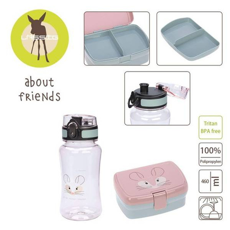 Lassig Zestaw na lunch Lunchbox + Tritanowa butelka - bidon 460 ml About Friends Szynszyla