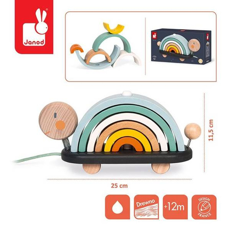 Drewniany tęczowy żółwik do ciągnięcia Sweet Cocoon, Janod