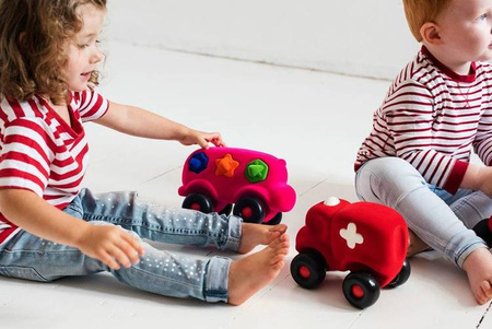 Rubbabu Autobus sorter z 6 klockami sensoryczny różowy