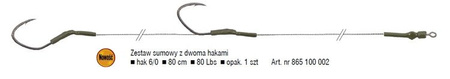 ZESTAW SUMOWY Z DWOMA HAKAMI, 6/0/80cm/80lbs OP.1SZT KONGER 865100002