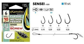 PRZYPON METHOD FEEDER CLASSIC SENSEI 12BLNO/10cm/0,18mm WITH SPEAR OP.10SZT KAMATSU 504017312