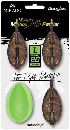 KOSZYCZEK - METHOD FEEDER DOUGLAS L KOMPLET - 3x20g + FOREMKA - op.1kpl. MIKADO AMFN03L-SET20B