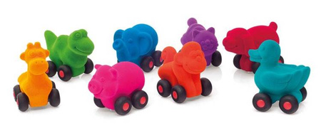 Rubbabu Zestaw 8 sensorycznych zwierzątek - pojazdów mikro (opakowanie zbiorcze 8 szt.)