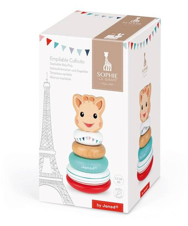 Układanka drewniana piramida wańka-wstańka Żyrafka Sophie, Janod