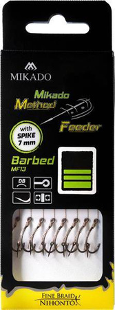 PRZYPON METHOD FEEDER Z IGŁĄ - hak bez zadziora nr 8 / plecionka: 0.14mm/10cm - op.8szt. MIKADO HMFB213BI-8