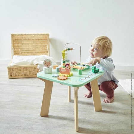 Wielofunkcyjny stolik edukacyjny drewniany Łąka 12 m+, Janod