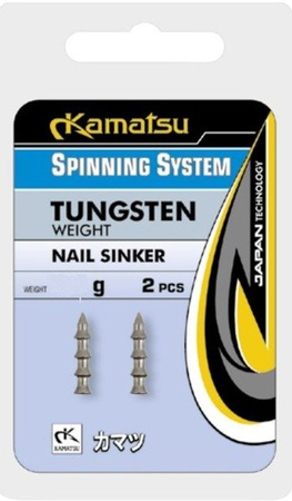 CIĘŻARKI WOLFRAMOWE NAIL SINKER SWIMBAIT 1,3g/3,64oz. OP.2SZT SPINNING SYSTEM KAMATSU 668002004