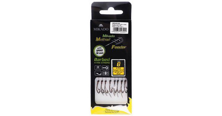 HACZYK DO METODY 10 cm Z IGŁĄ (10mm) - haczyk z zadziorem: 12 DB / plecionka: 0.12 mm - op.8szt. MIKADO HMFB2805I-12DB