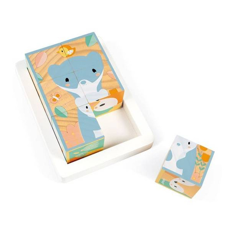 Klocki drewniane puzzle 6w1 Pure 6 elementów, Janod