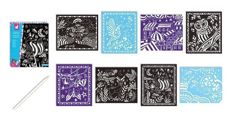 Zestaw kreatywny Do zdrapywania Karty świecące w ciemności Nocny świat 7+, Janod