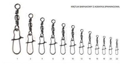 KRĘTLIK BARYŁKOWY Z AGRAFKĄ SPINNINGOWĄ - BN - Nr. 6 - op.10szt. MIKADO HX3030-006