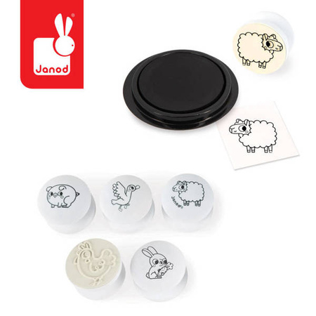 Zestaw kreatywny Stempelki Farma 18 m+, Janod KOLEKCJA 2022