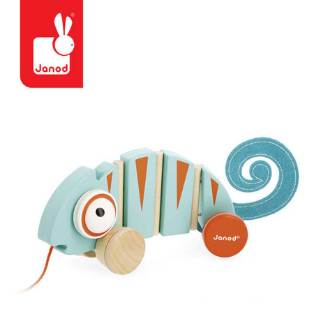 Drewniany kameleon do ciągnięcia Tropik 12m+, Janod